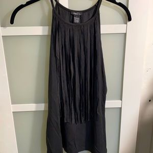 Black suede tank with fringe never worn